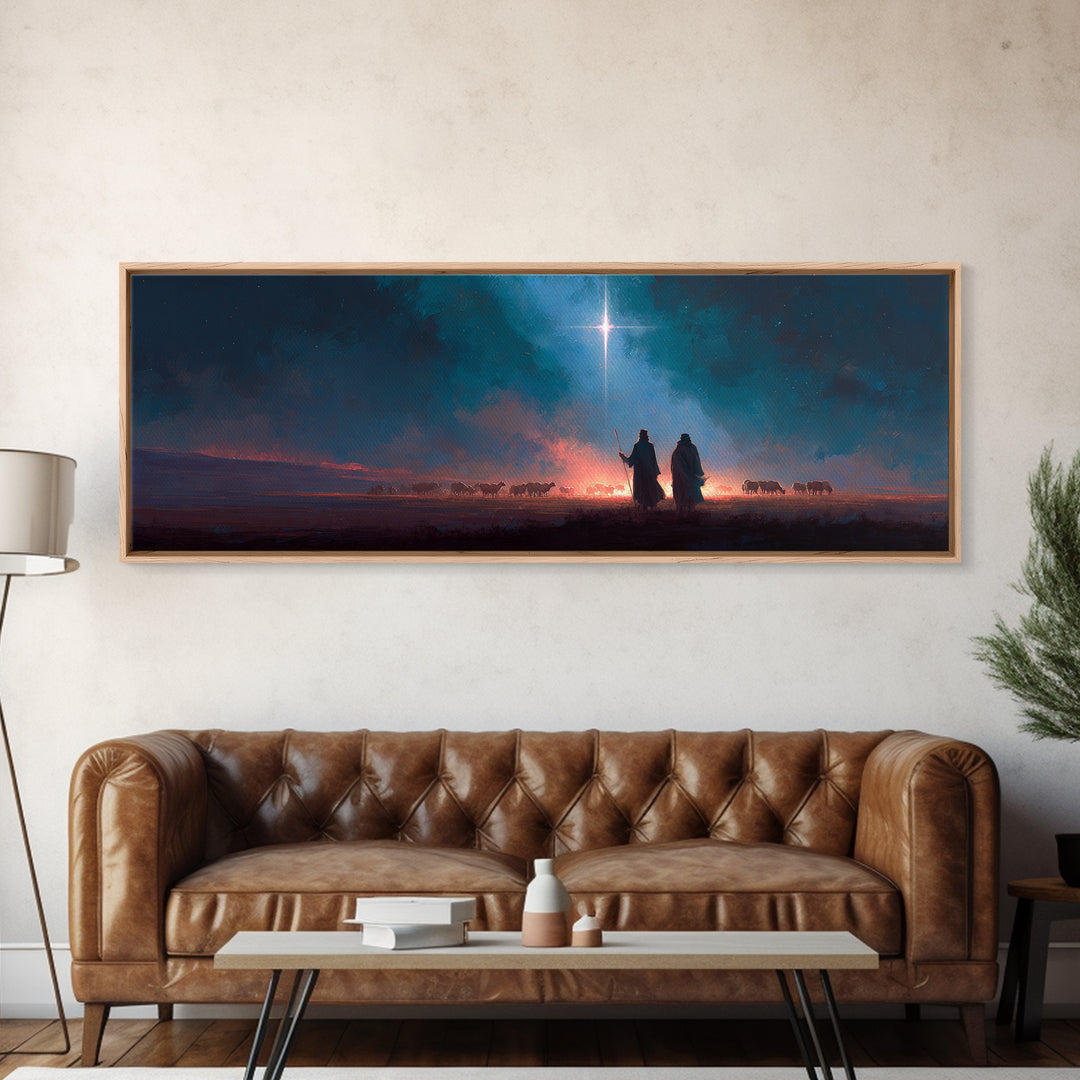 Skyward Hope Rising – Framed Canvas Print – Christian Art Canvas – Panoramic Frame – Christmas Art – Jesus Art Print – Christian Wall Art