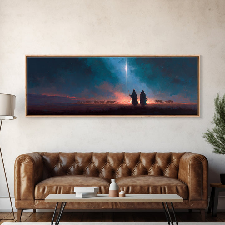 Skyward Hope Rising – Framed Canvas Print – Christian Art Canvas – Panoramic Frame – Christmas Art – Jesus Art Print – Christian Wall Art