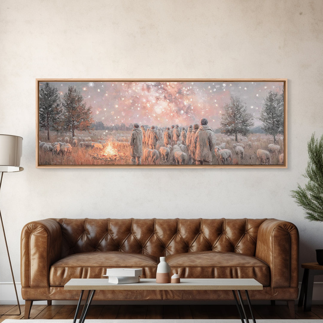 Heavenly Signs, Framed Canvas Print, Extra Wide Art, Christian Christmas Art, Christian Art Canvas, Christmas Wall Art, Christian Decor