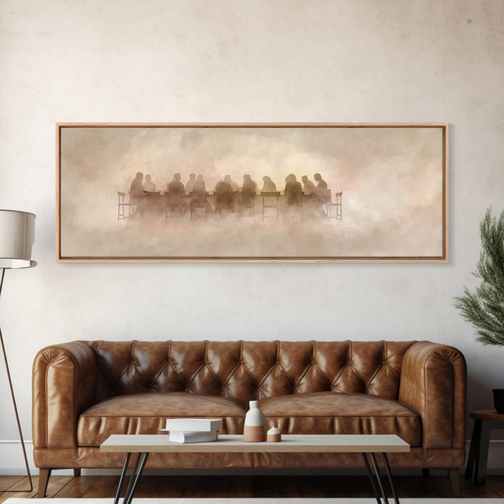 Mist In The Upper Room – Framed Canvas Print – Panoramic Painting – Christian Wall Art – Christian Art Canvas – Jesus Painting – Modern Chr
