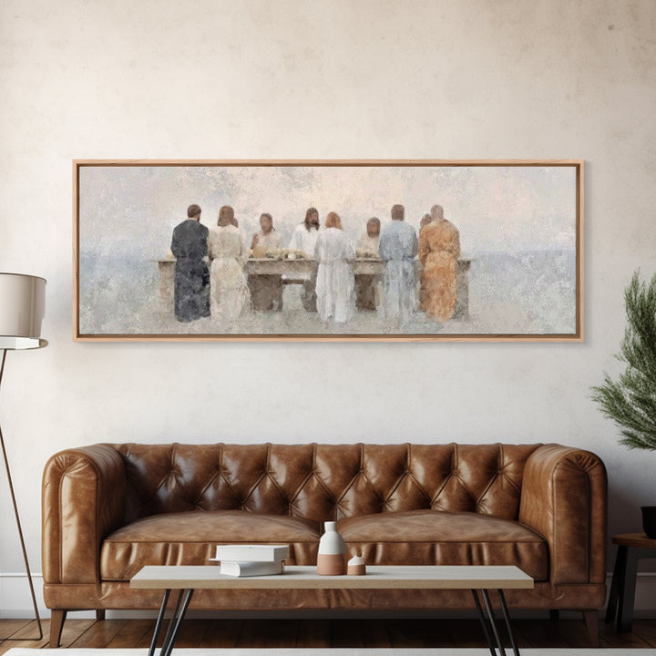 Table Of Peace – Framed Canvas Print – Panoramic Frame – Christian Art – Christian Wall Art – Jesus Painting – Subtle Christian Art
