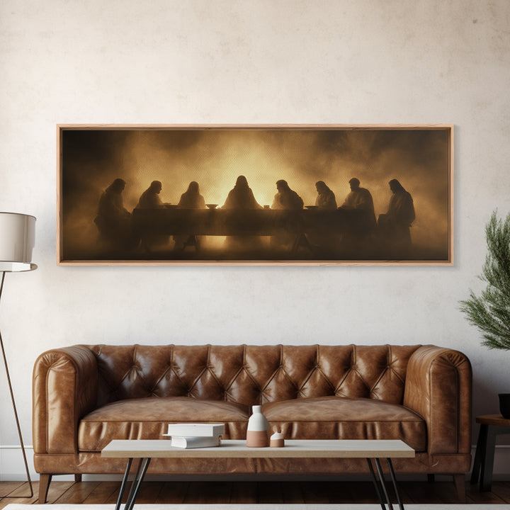 Heavenly Gathering, Framed Canvas Print, Panoramic Painting, Christian Wall Art, Jesus Painting, Christian Art Canvas, Moody Christian Art