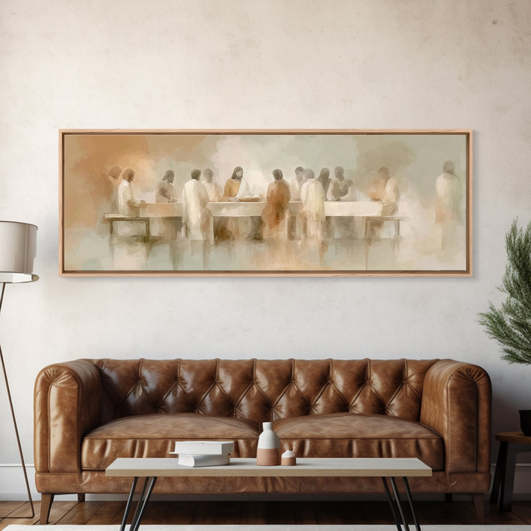 Last Light Communion – Framed Canvas Print – Panoramic Wall Art – Jesus Painting – Christian Art – Modern Christian Art – Christian Wall Ar