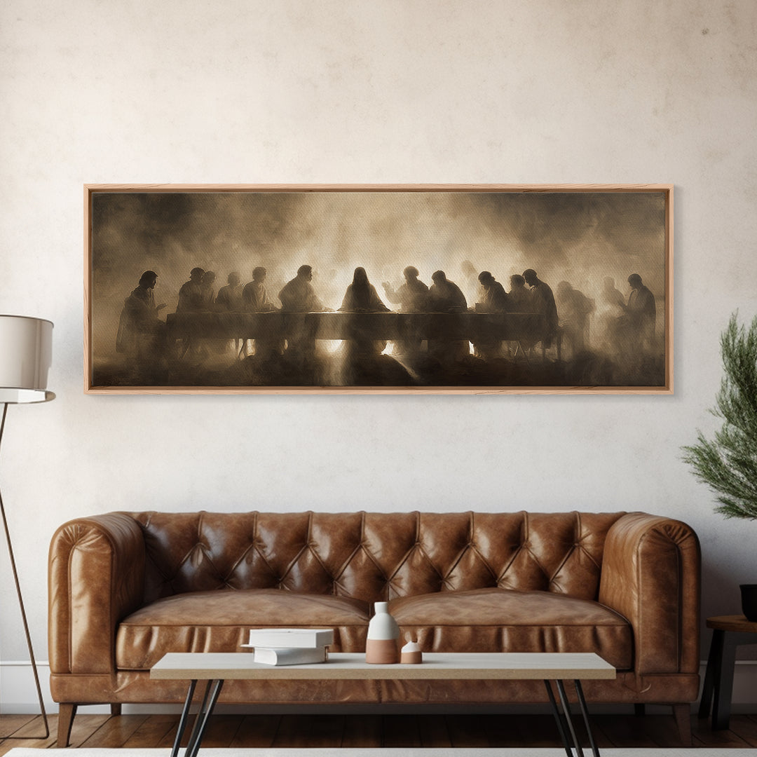 Desert Supper Glow | Framed Canvas Print | Panoramic Print | Christian Wall Art | Jesus Painting | Christian Art Canvas | Modern Christian