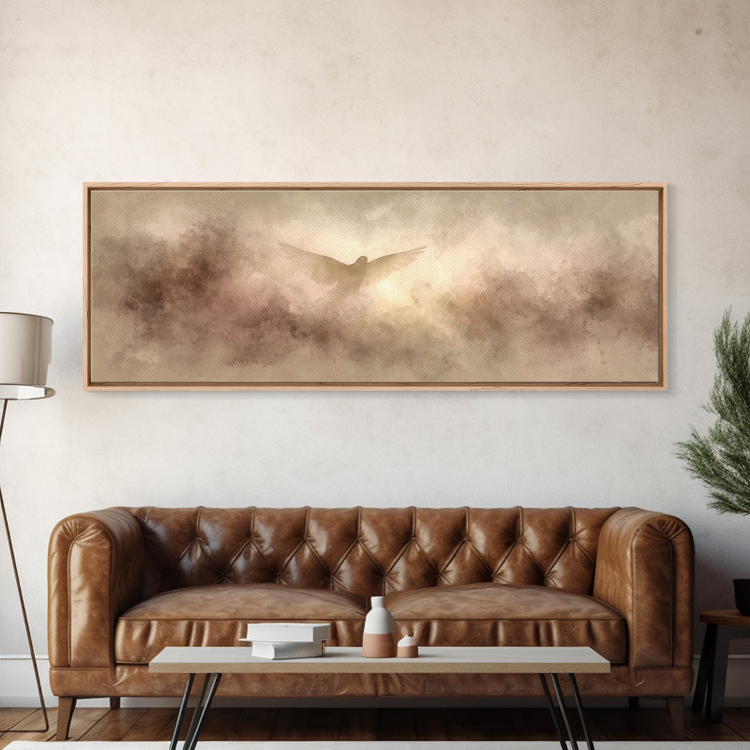 Wings Of Hope | Framed Canvas Print | Panoramic Print | Christian Art Canvas | Subtle Christian Art | Christian Wall Art | Christmas Art