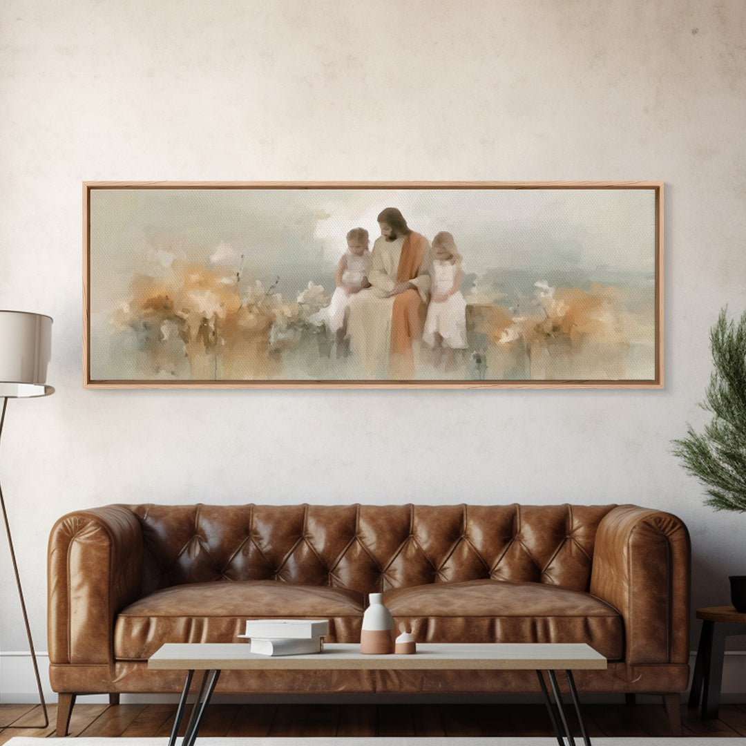 Flowers Of Mercy – Framed Canvas Print – Panoramic Painting – Christian Art – Jesus Painting – Christian Art Canvas – Christian Wall Art