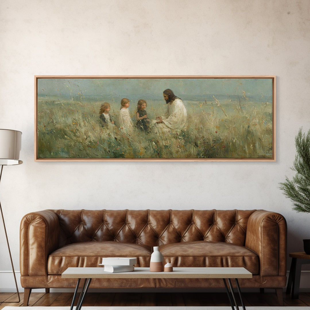 Garden Of Hope, Framed Canvas Print, Christian Art Canvas, Jesus Painting, Christian Wall Art, Panoramic Art, Christmas Art