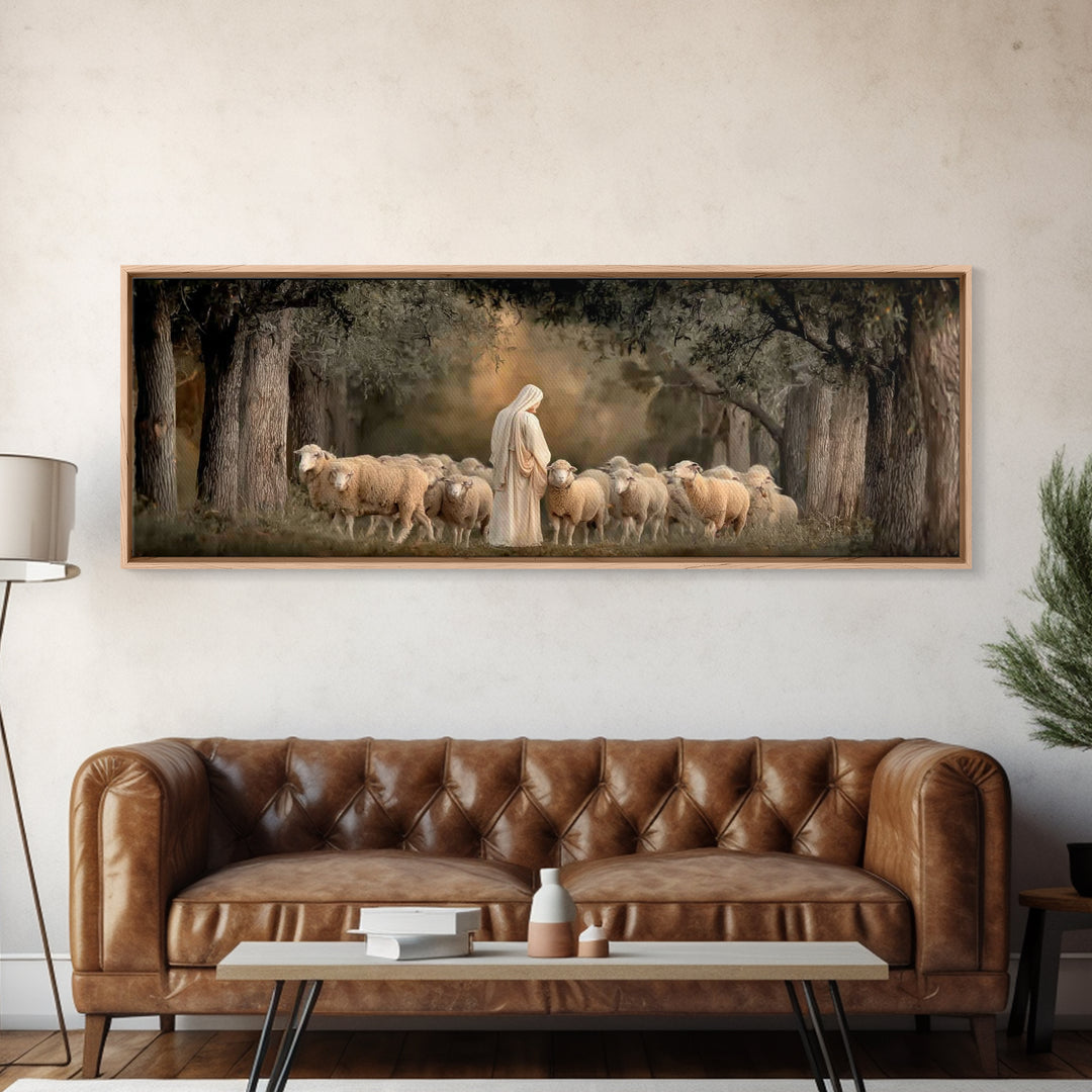 Quiet Grove Calling - Framed Canvas Print - Christian Art Canvas - Christian Wall Art - Jesus Painting - Panoramic Frame - Christian Gift I