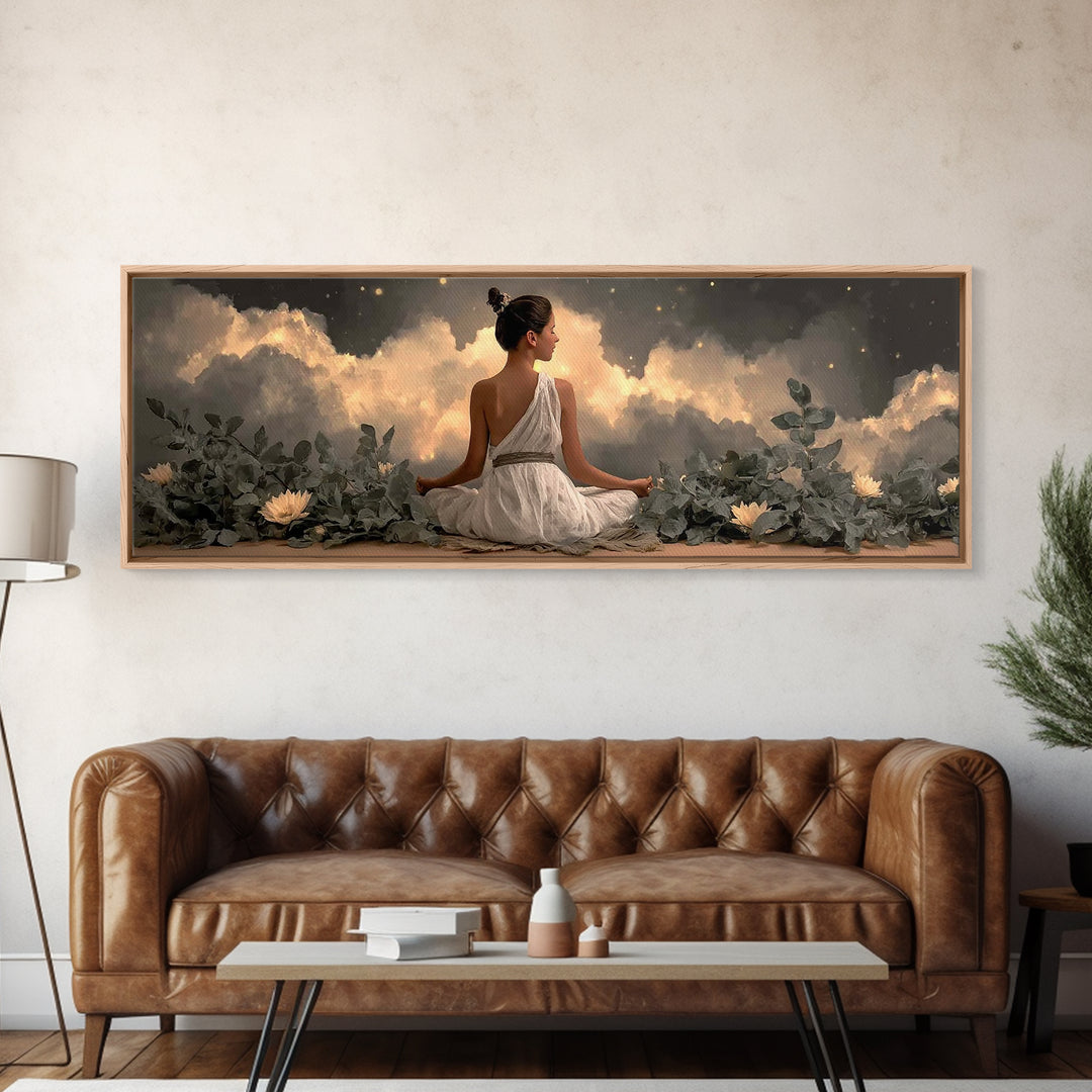 Morning Grace Hill - Framed Canvas Print - Christian Wall Art - Christian Art Canvas - Panoramic Painting - Christian Decor - Christian Gif