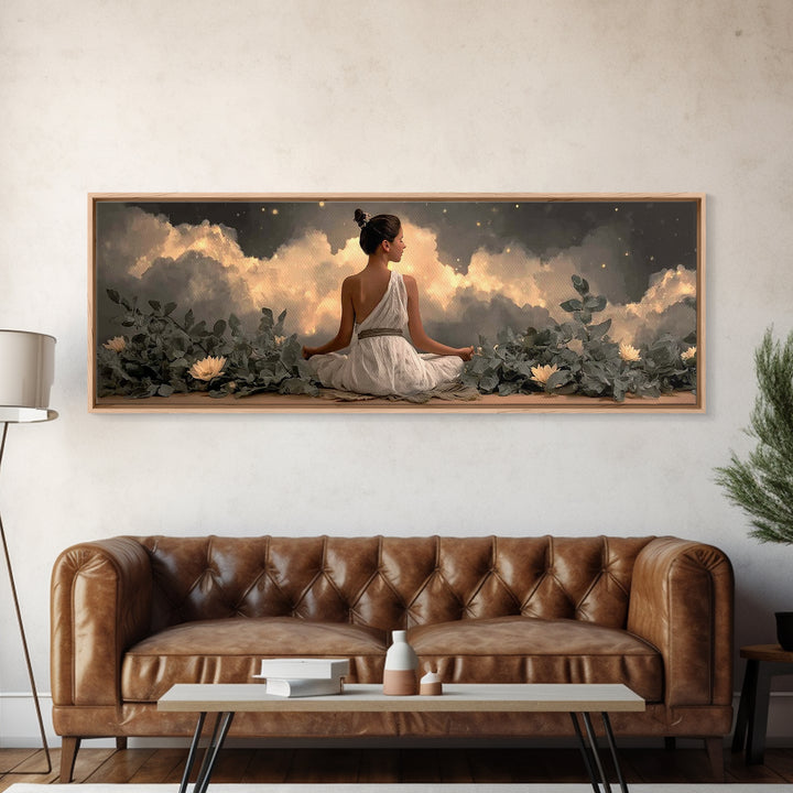 Morning Grace Hill - Framed Canvas Print - Christian Wall Art - Christian Art Canvas - Panoramic Painting - Christian Decor - Christian Gif