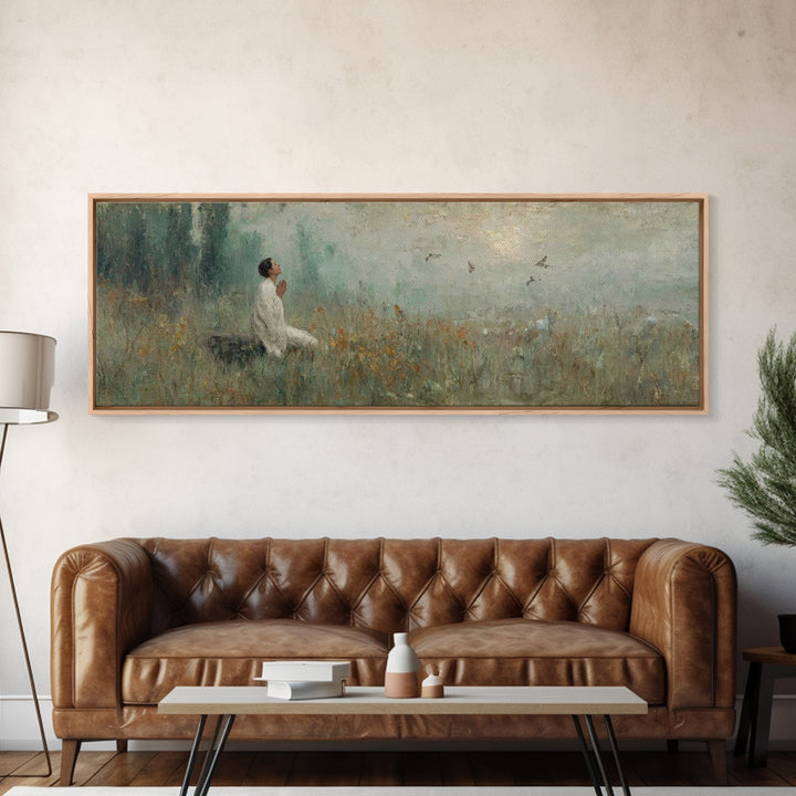 Celestial Garden Rest | Framed Canvas Print | Christian Art Canvas | Christian Wall Art | Panoramic Art | Christian Decor | Christian Gift