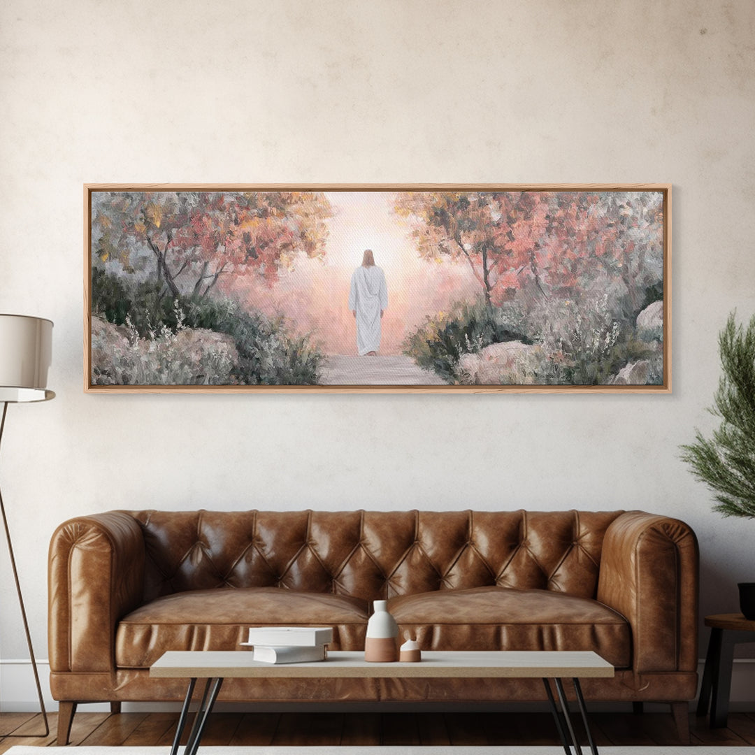 Path Of Light – Framed Canvas Print – Christian Wall Art – Jesus Painting – Panoramic Art – Christian Art Canvas – Christmas Art