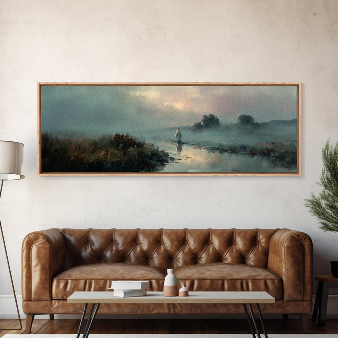Eternal Meadow – Framed Canvas Print – Christian Art Canvas – Panoramic Frame – Jesus Painting – Christian Wall Art – Christmas Art