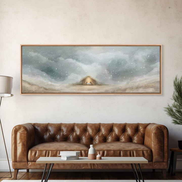 Cave Of Dawn – Framed Canvas Print – Panoramic Painting – Christian Art Canvas – Christmas Art – Christian Wall Art – Christian Christmas D
