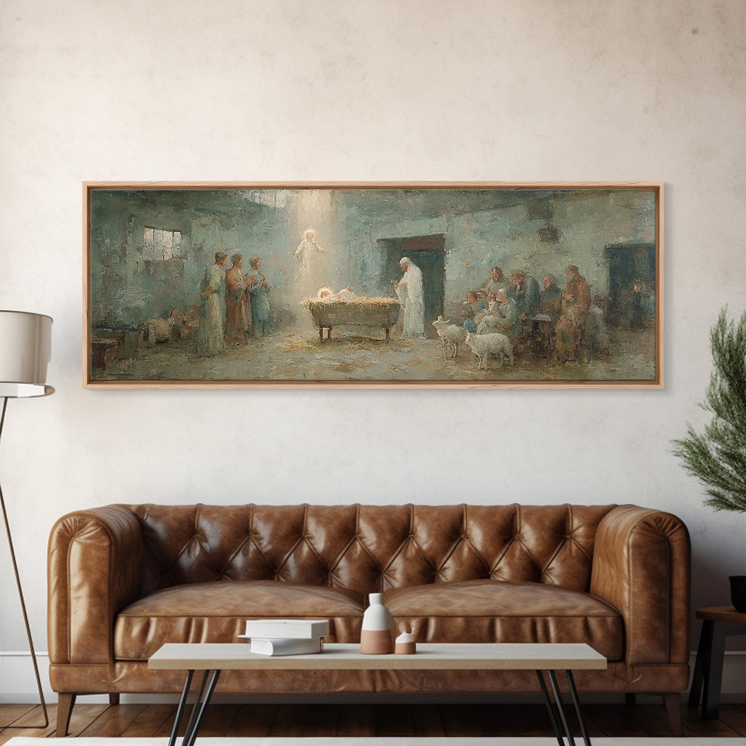 Heaven’s First Hour | Framed Canvas Print | Panoramic Print | Christian Wall Art | Christian Art Canvas | Christian Christmas Art | Christi