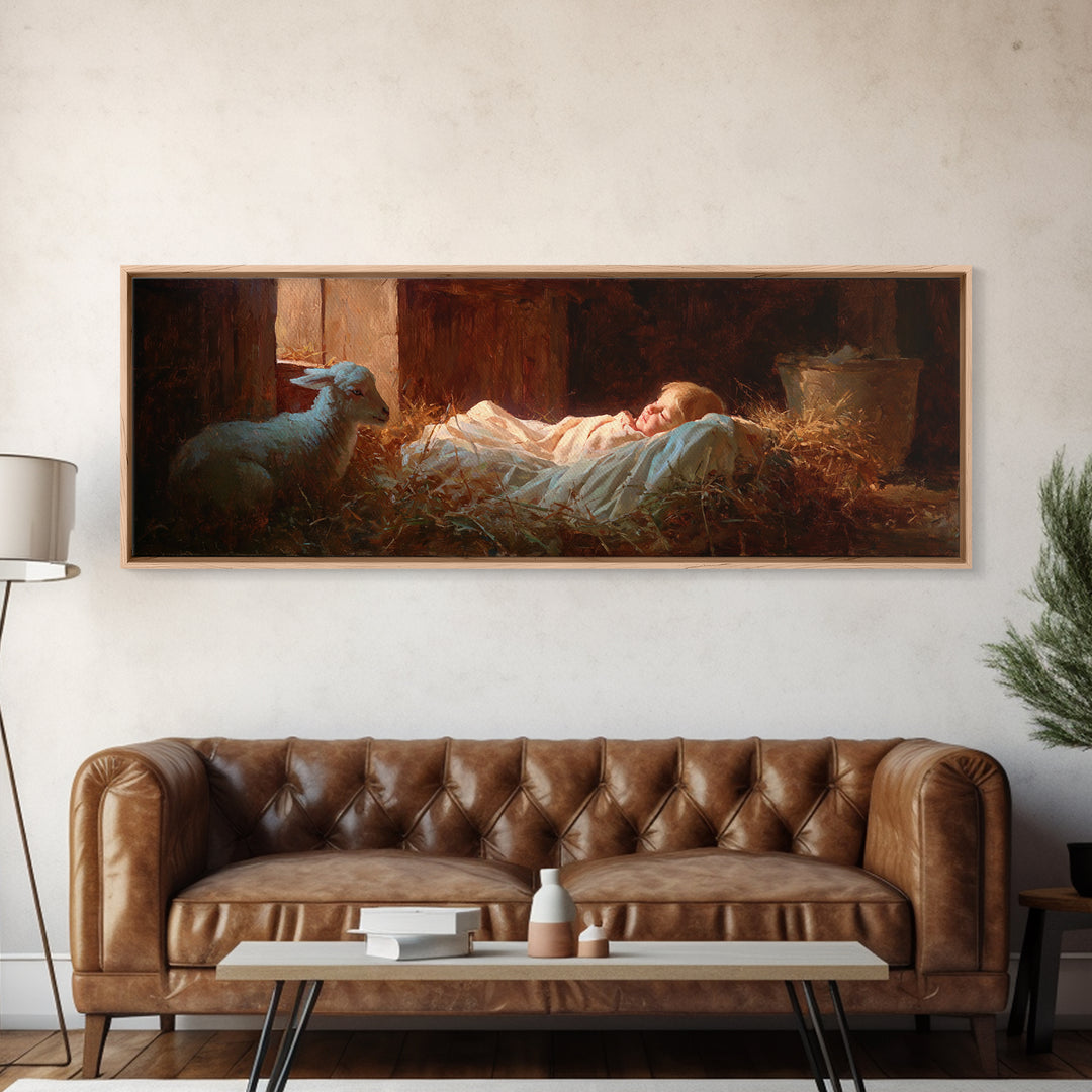 Starborn Hope | Framed Canvas Print | Christian Art Canvas | Panoramic Print | Christian Christmas Art | Jesus Painting