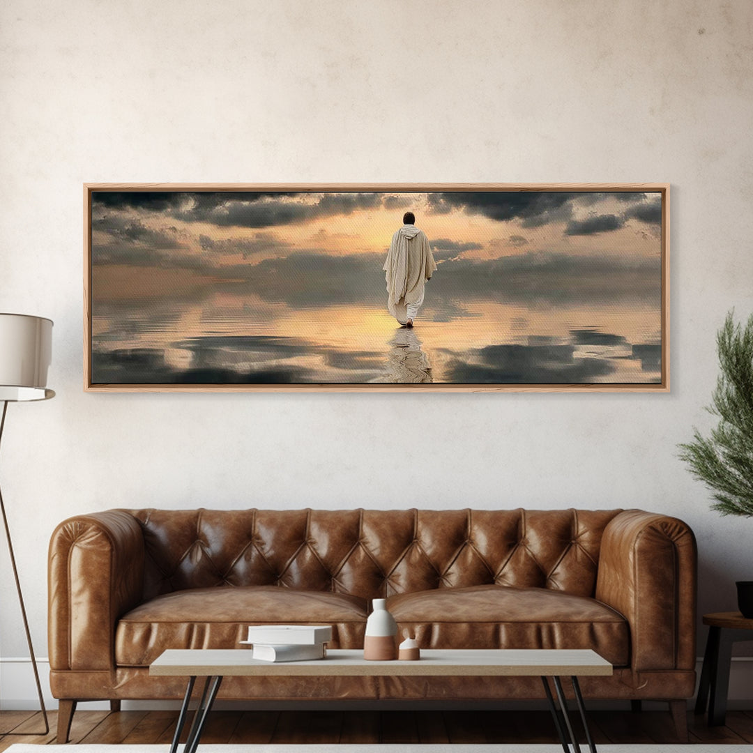 Light Of The Journey – Framed Canvas Print – Panoramic Art – Christian Wall Art – Jesus Painting – Christian Art Canvas – Christian Decor