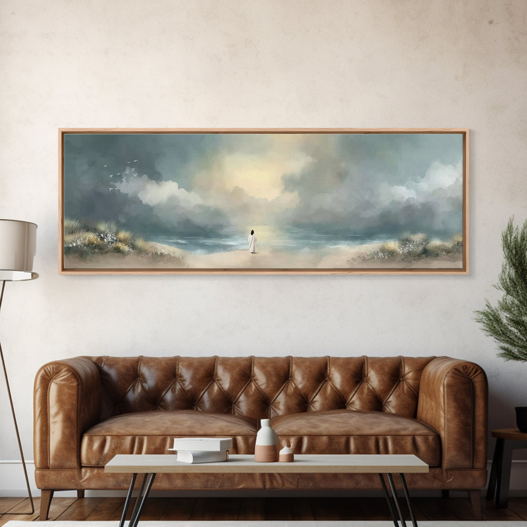 Steps Of Grace | Framed Canvas Print | Panoramic Frame | Christian Art Canvas | Christian Wall Art | Modern Christian Painting | Jesus Art
