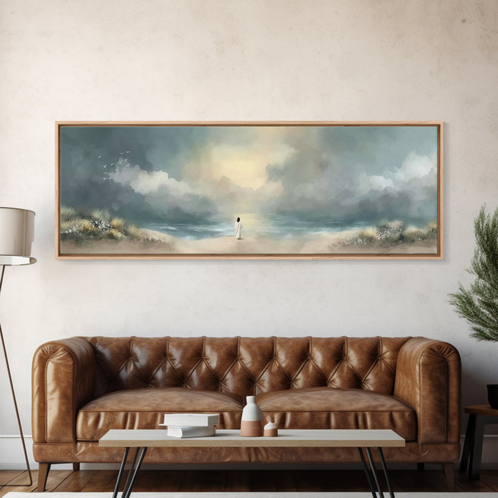 Steps Of Grace | Framed Canvas Print | Panoramic Frame | Christian Art Canvas | Christian Wall Art | Modern Christian Painting | Jesus Art