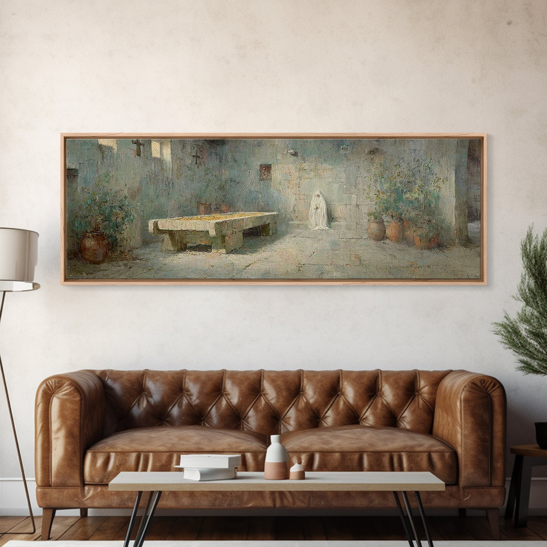 Desert Stillness – Framed Canvas Print – Panoramic Wall Art – Christian Art – Minimalist Christian Art – Christian Art Canvas – Christian D