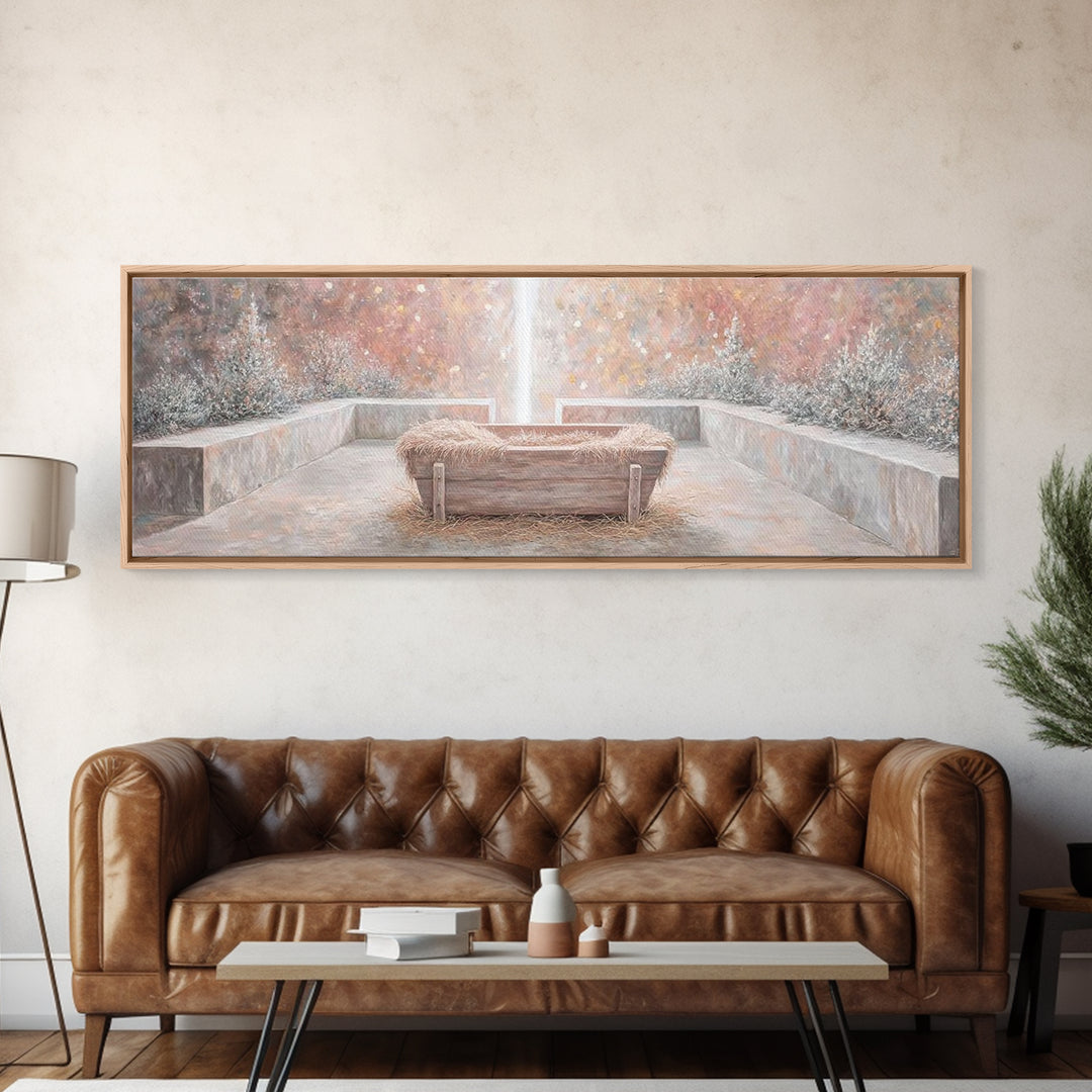 Radiant Birth Glory – Framed Canvas Print – Panoramic Art – Christian Christmas Art – Christmas Wall Art – Christian Art Canvas – Christmas