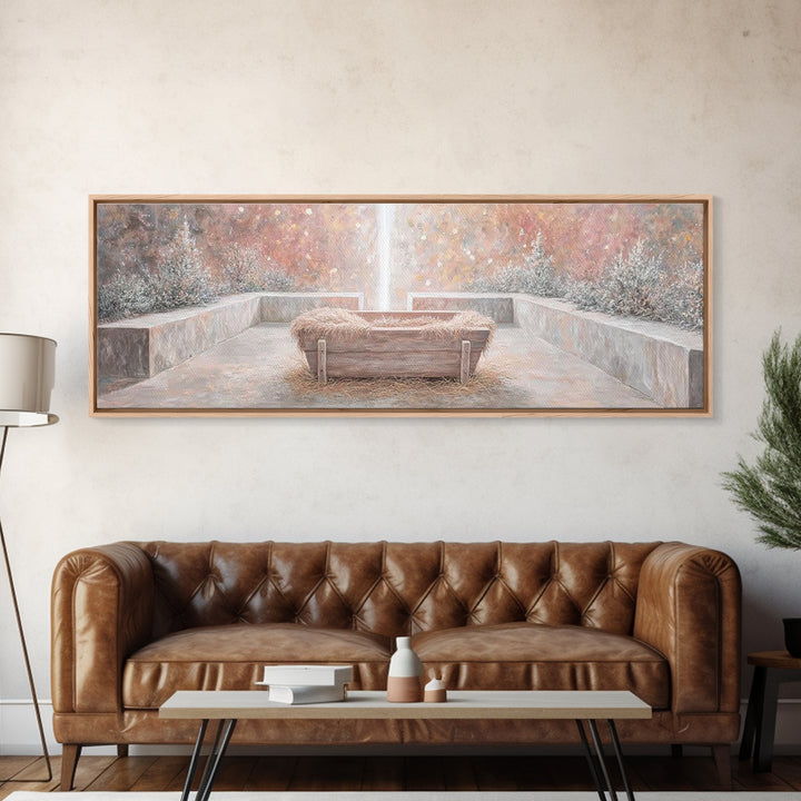 Radiant Birth Glory – Framed Canvas Print – Panoramic Art – Christian Christmas Art – Christmas Wall Art – Christian Art Canvas – Christmas