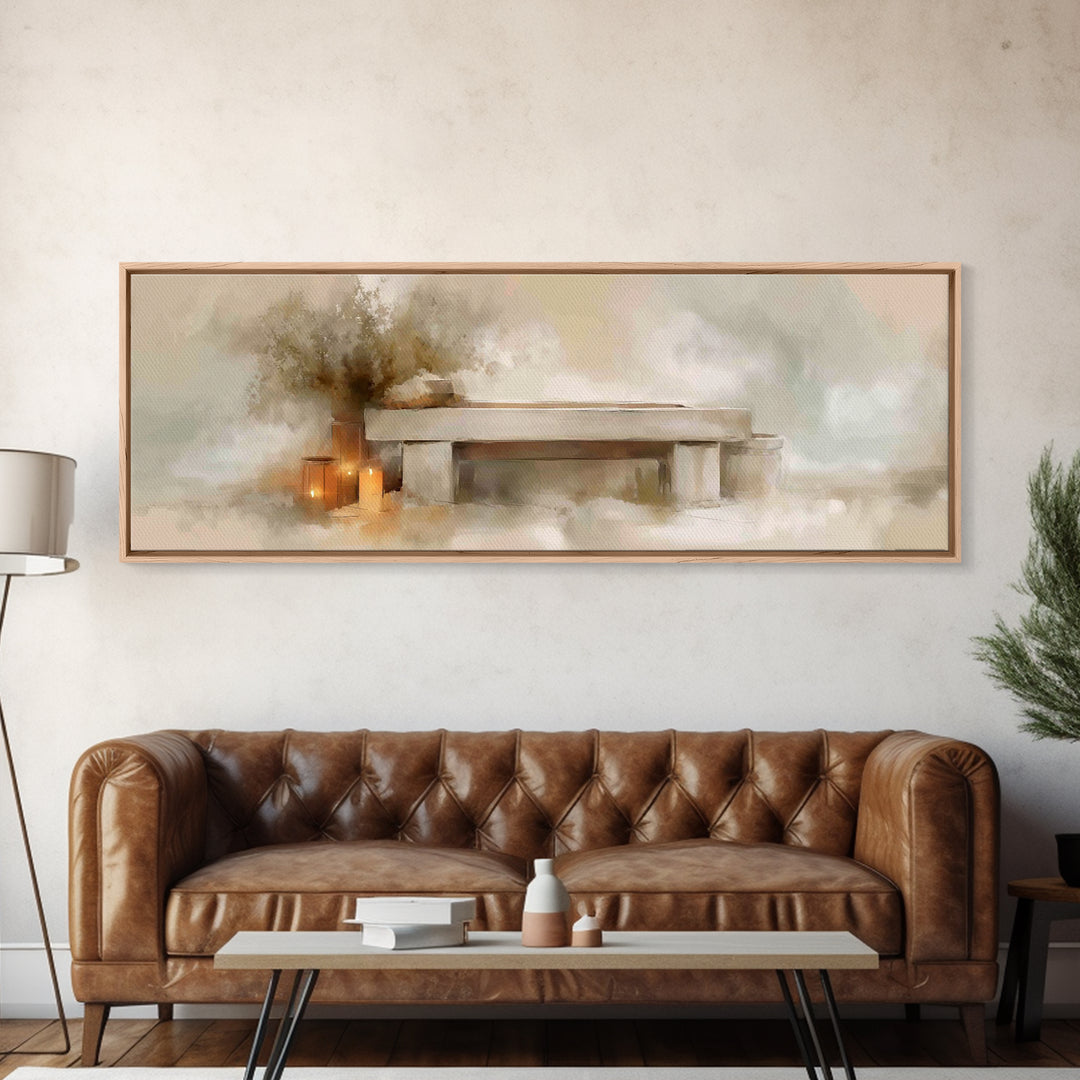 Candlelit Nativity Calm, Framed Canvas Print, Christian Wall Art, Christian Christmas, Christmas Art Prints, Panoramic Art, Christian Art C