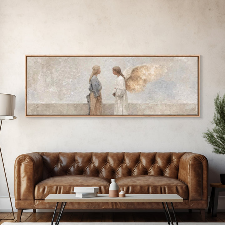 Radiant Angel Whisper – Framed Canvas Print – Christian Art Canvas – Panoramic Art – Christian Wall Art – Christmas Art – Christian Christm
