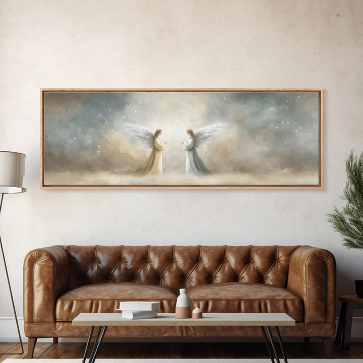 Wings Of Serenity – Framed Canvas Print – Christian Art – Christian Painting – Panoramic Frame – Christmas Art – Christian Christmas – Chri
