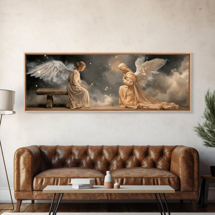 Heavenly Night Reverence | Framed Canvas Print | Panoramic Painting | Christian Wall Art | Christian Art | Christian Art Canvas | Jesus Pai