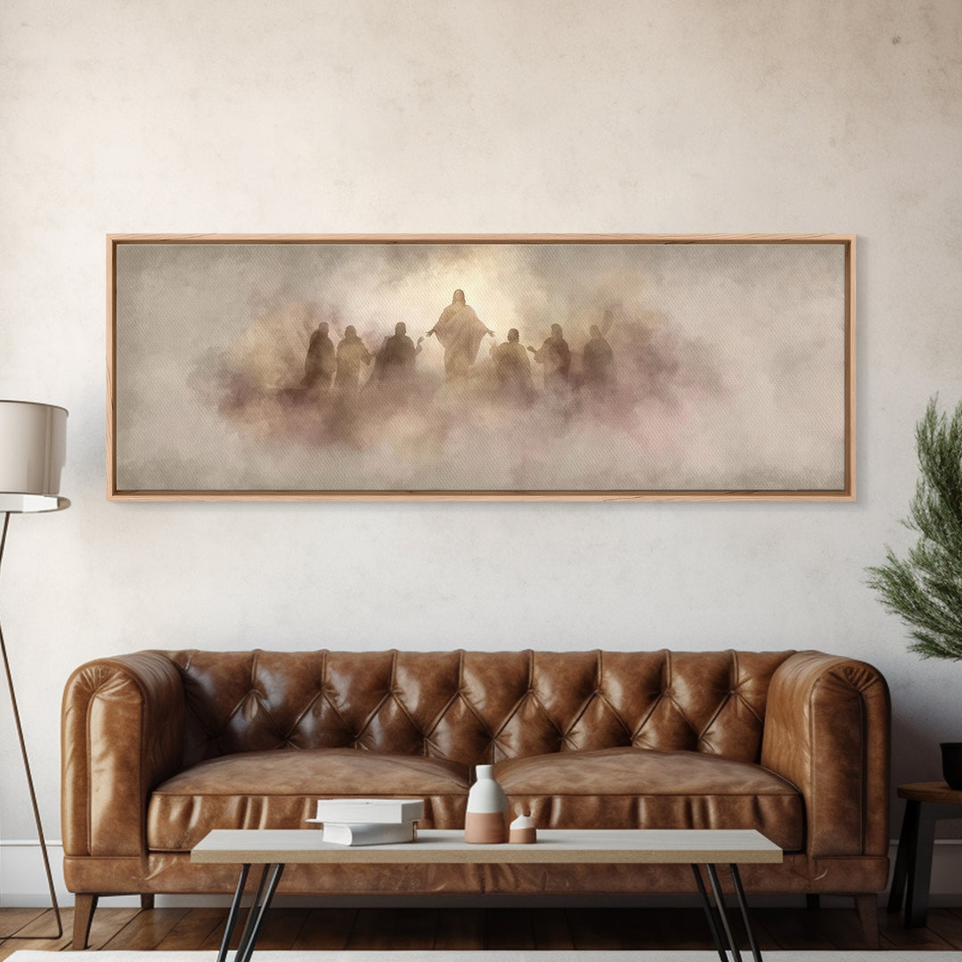Risen Light Gathering, Framed Canvas Print, Panoramic Frame, Christian Art, Christian Art Canvas, Jesus Painting, Christian Painting, Chris