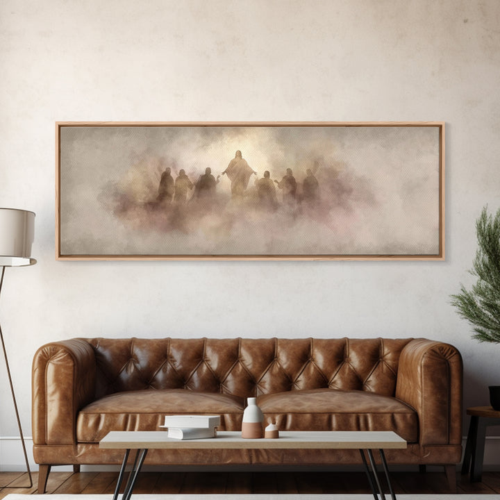 Risen Light Gathering, Framed Canvas Print, Panoramic Frame, Christian Art, Christian Art Canvas, Jesus Painting, Christian Painting, Chris