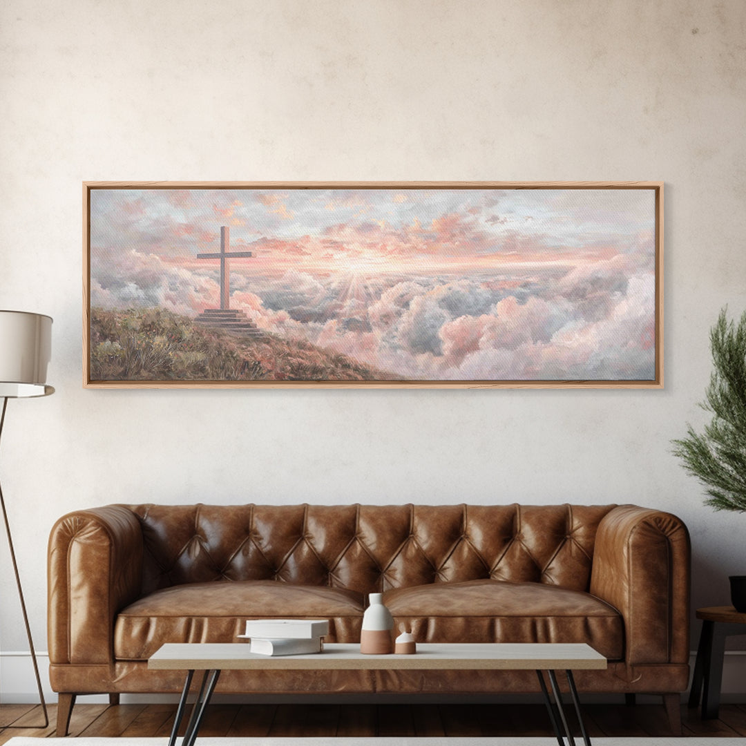 Cloudrise Redemption – Framed Canvas Print – Christian Wall Art – Christian Art Canvas – Panoramic Art – Christian Gift