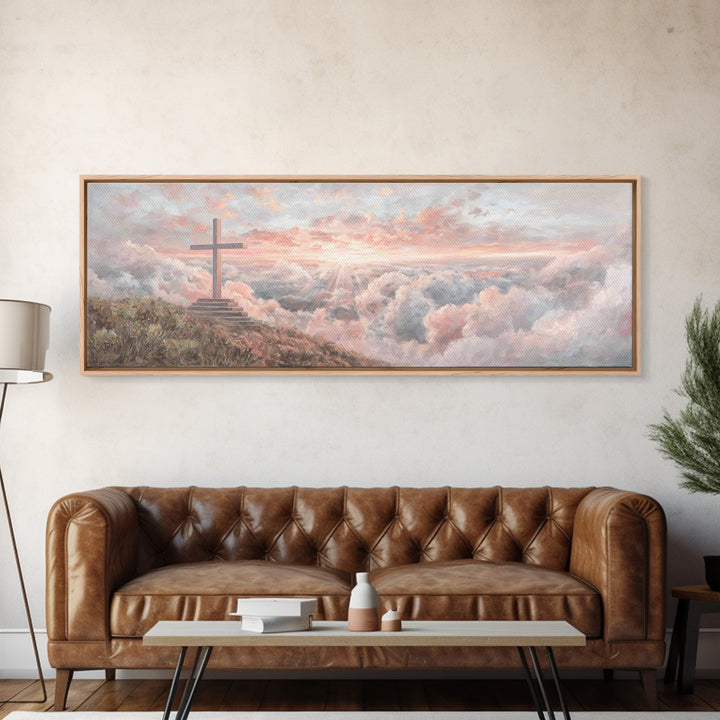 Cloudrise Redemption – Framed Canvas Print – Christian Wall Art – Christian Art Canvas – Panoramic Art – Christian Gift