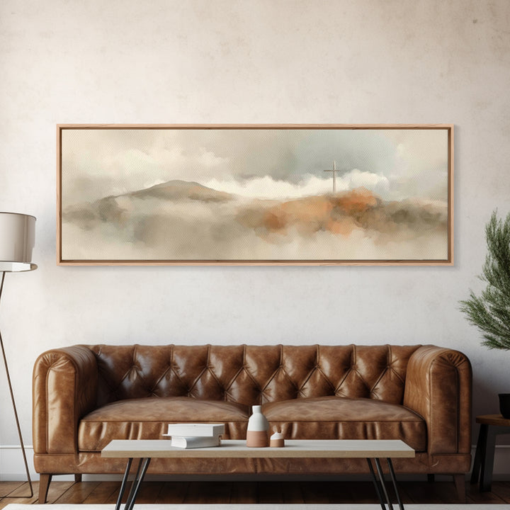Good Shepherd Peace, Framed Canvas Print, Christian Art Canvas, Jesus Painting, Panoramic Art, Christian Gift