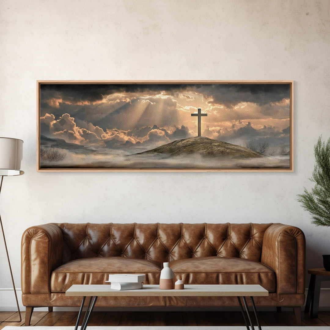 Lamb Of Grace – Framed Canvas Print – Christian Wall Art – Christian Art Canvas – Panoramic Painting – Christian Decor