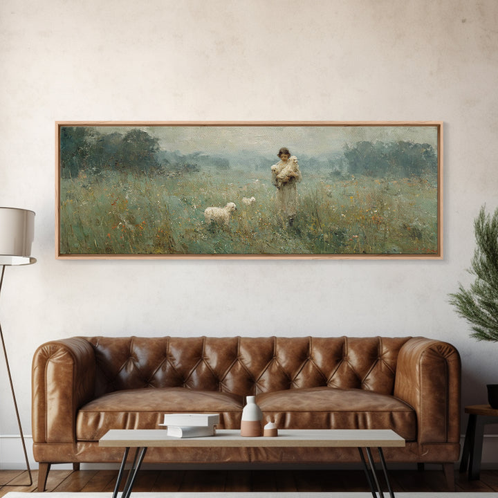 Field Of Compassion – Framed Canvas Print – Christian Art Canvas – Christian Christmas Art – Jesus Painting – Panoramic Frame – Christian D