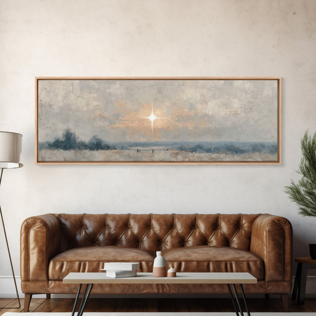 Holy Desert Hush – Framed Canvas Print – Christian Art Canvas – Panoramic Painting – Christmas Art – Christian Wall Art – Jesus Painting