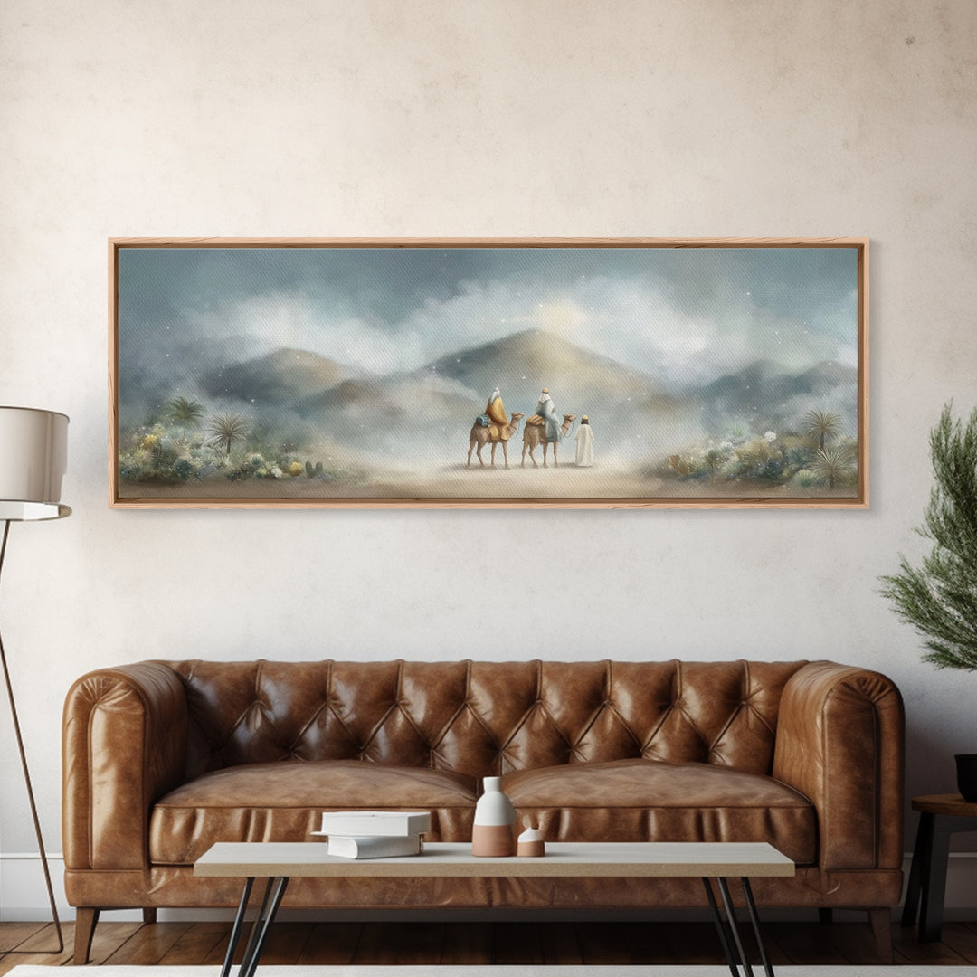 Desert Star Rising | Framed Canvas Print | Christian Painting | Panoramic Print | Christmas Art Framed | Christian Art Canvas | Holiday Chr