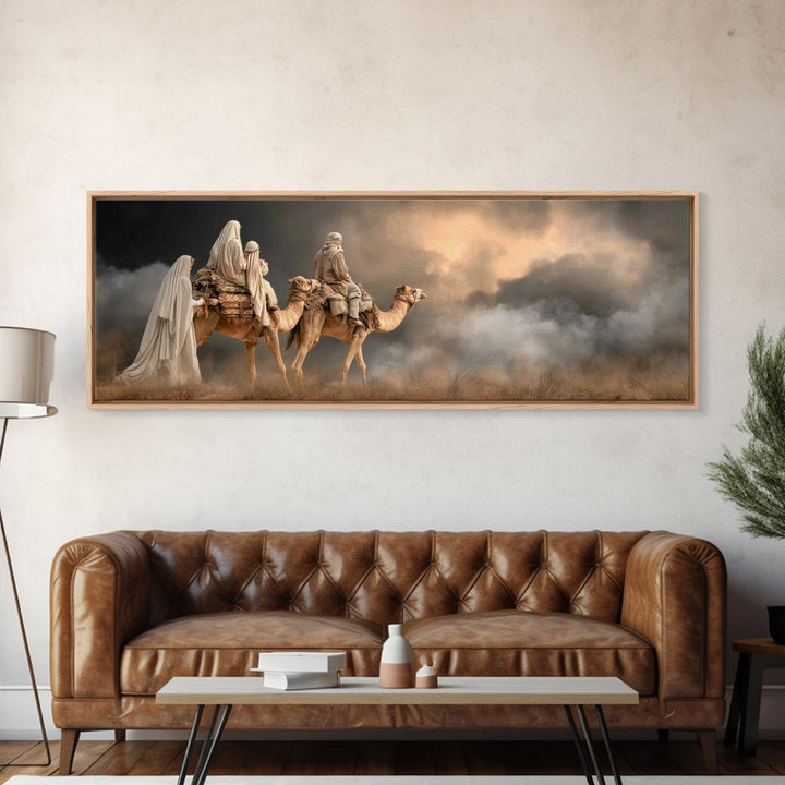Sacred Caravan – Framed Canvas Print – Christian Wall Art – Panoramic Painting – Christmas Art – Christian Art Work – Christian Christmas A