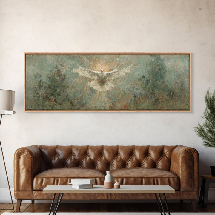 Glory Of The Spirit, Framed Canvas Print, Christian Wall Art, Panoramic Art, Christian Art Canvas, Christian Christmas Art, Christian Paint