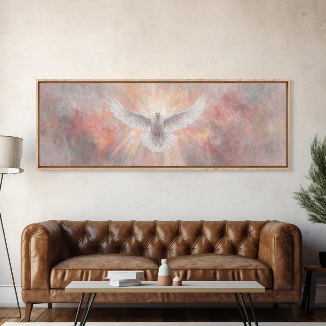 Sacred Dawn Flight – Framed Canvas Print – Christian Wall Art – Panoramic Art – Christian Art Canvas – Christian Christmas Art – Christian