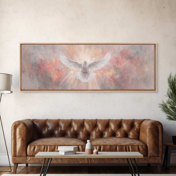 Sacred Dawn Flight – Framed Canvas Print – Christian Wall Art – Panoramic Art – Christian Art Canvas – Christian Christmas Art – Christian