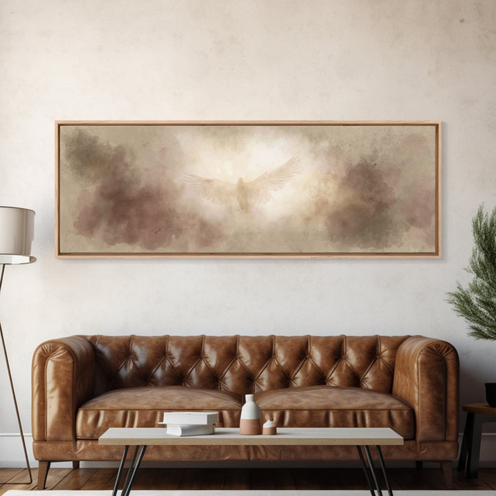 Holy Light Ascension | Framed Canvas Print | Christian Art | Panoramic Wall Art | Christian Canvas | Christmas Art | Christian Painting