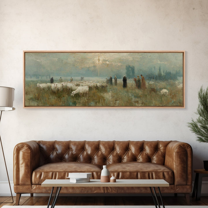 Sunset Promise Path - Framed Canvas Print - Christian Art Canvas - Panoramic Painting - Christian Wall Art - Jesus Painting - Christian Chr