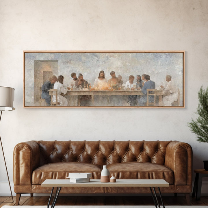 Sacred Table Harmony – Framed Canvas Print – Christian Wall Art – Panoramic Art – Christian Art Canvas – Jesus Painting