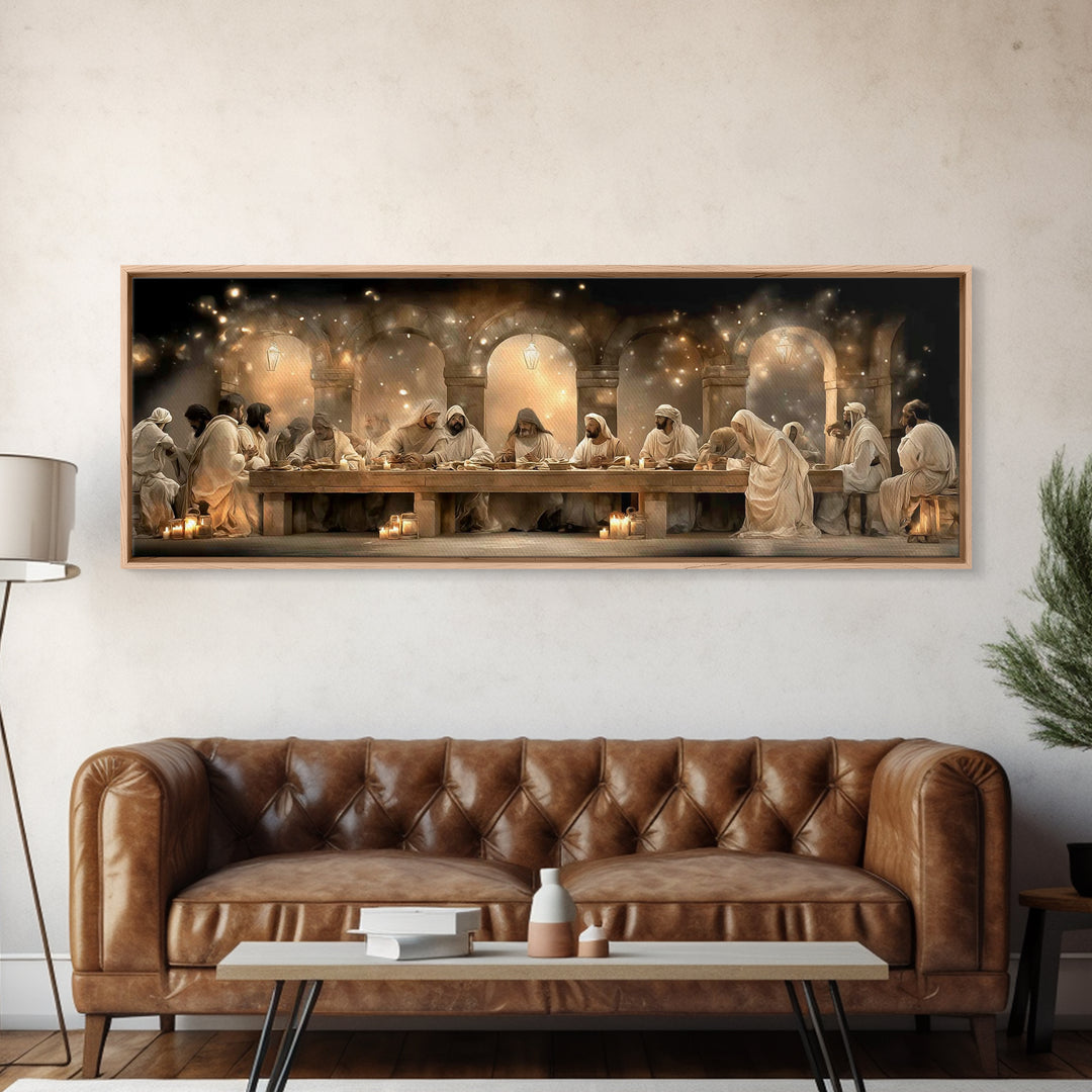 Evening Covenant Light | Framed Canvas Print | Christian Art Canvas | Panoramic Painting | Jesus Painting | Christian Wall Art