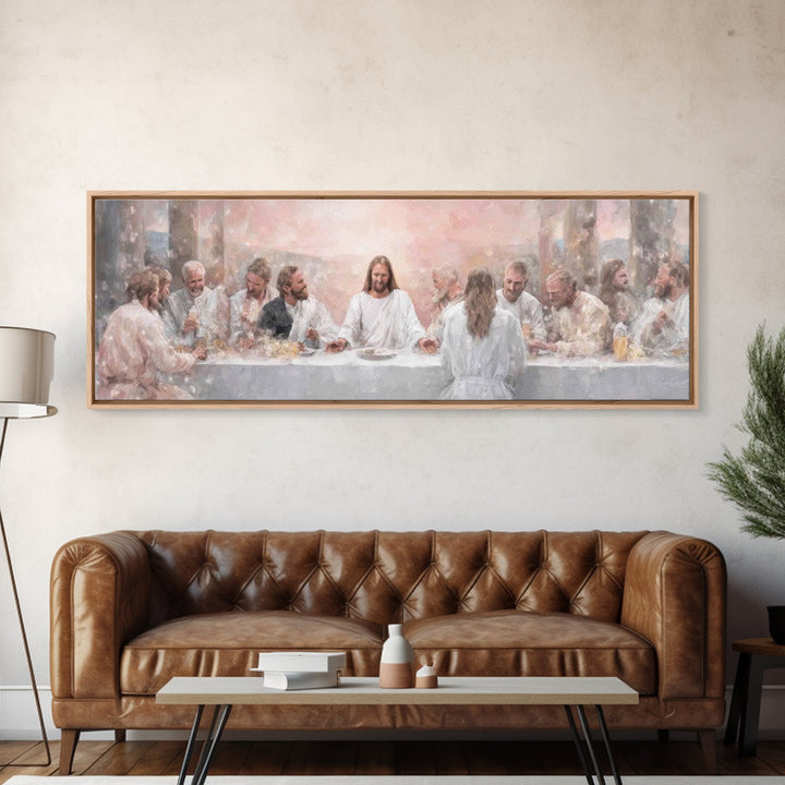 Grace At The Table – Framed Canvas Print – Panoramic Wall Art – Christian Art Canvas – Jesus Painting – Christian Decor