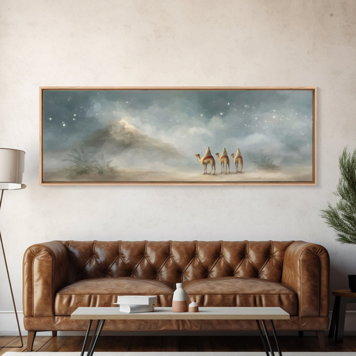 Journey Of Three | Framed Canvas Print | Christian Christmas Art | Panoramic Art | Christian Art Canvas | Christmas Wall Art | Christian Pa