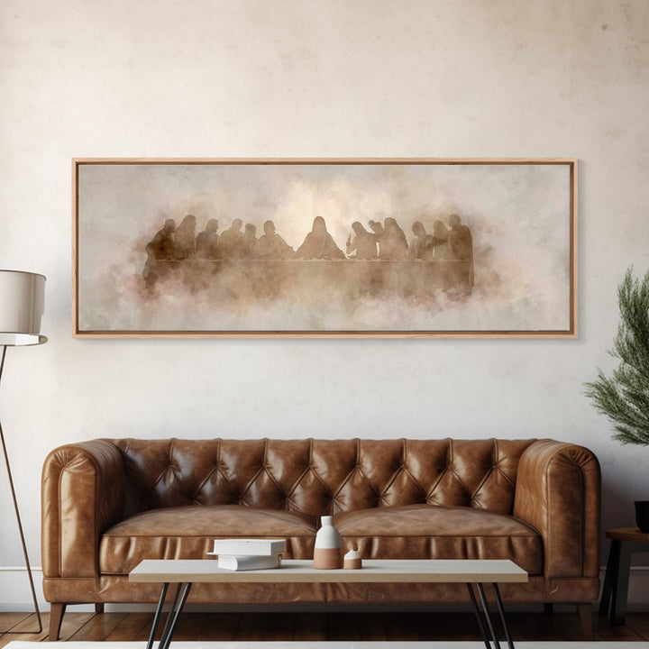 Heavenly Communion, Framed Canvas Print, Christian Art Canvas, Christian Wall Art, Panoramic Painting, Jesus Painting, Christmas Art